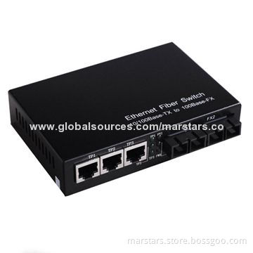 Fiber Switch with 2 x Dual Fiber Port, SM, 20km. 10/100M + 3 x UTP Port, RJ45
